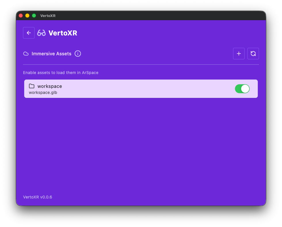 Refresh and enable asset in Immersive Assets